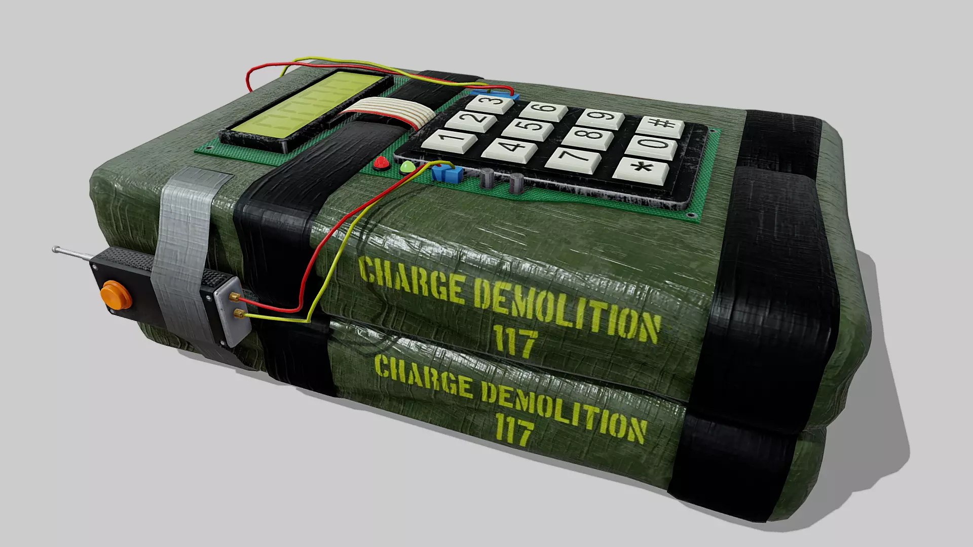 C4 explosive device Low-poly 3D model_0