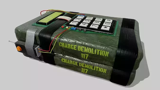 C4 explosive device Low-poly 3D model