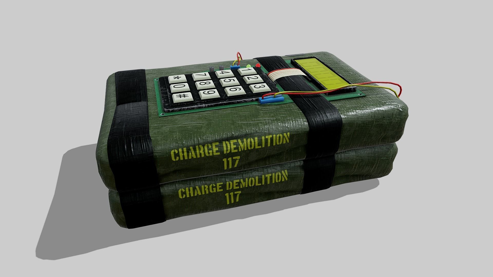 C4 explosive device Low-poly 3D model_4