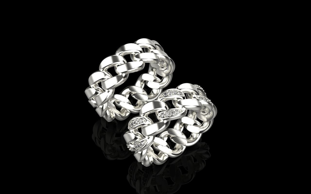 Cuban chain ring  Size 17 V2 3D print model_4