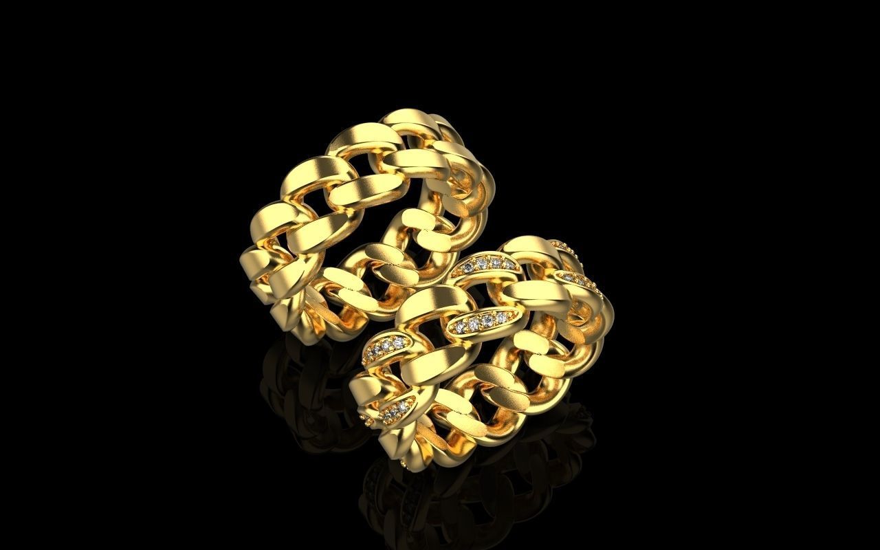 Cuban chain ring  Size 17 V2 3D print model_12
