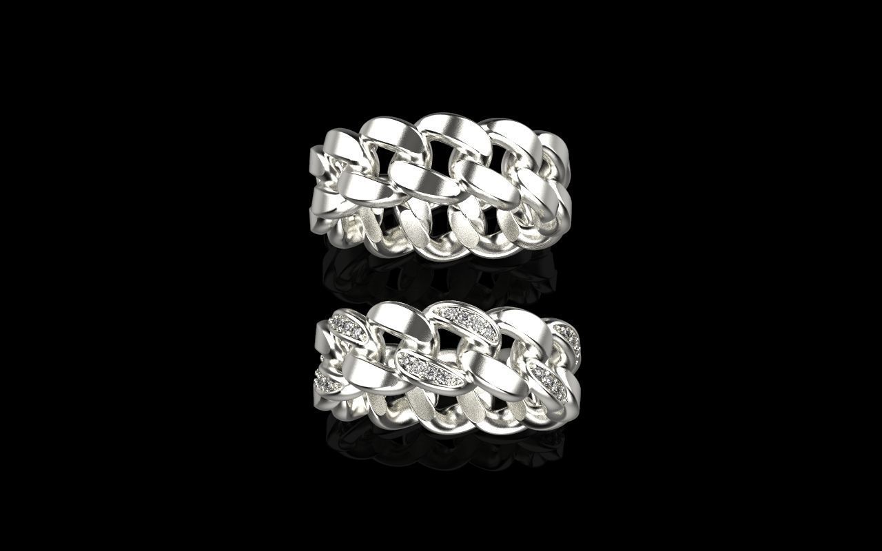 Cuban chain ring  Size 17 V2 3D print model_5