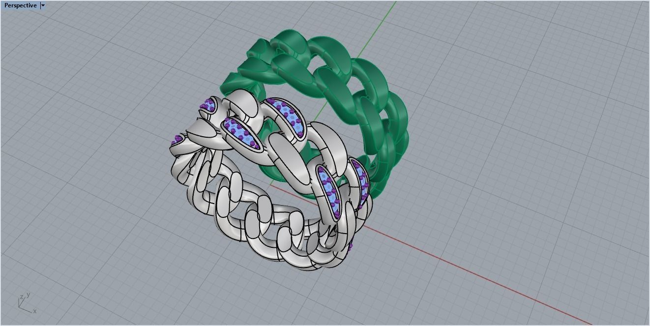 Cuban chain ring  Size 17 V2 3D print model_14