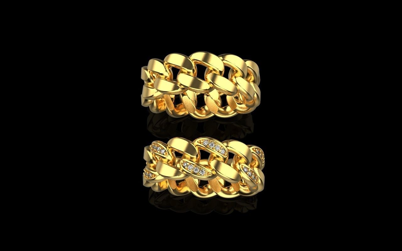 Cuban chain ring  Size 17 V2 3D print model_6