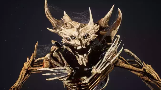 Demon 7 skeleton bone creature Low-poly 3D model