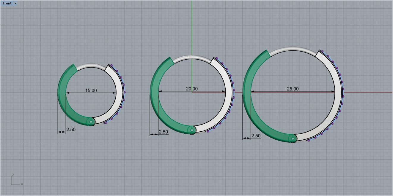 hoop earring 3 sizes model 60 3D print model_13