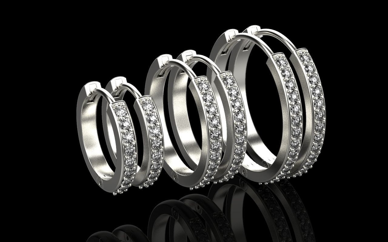 hoop earring 3 sizes model 60 3D print model_4