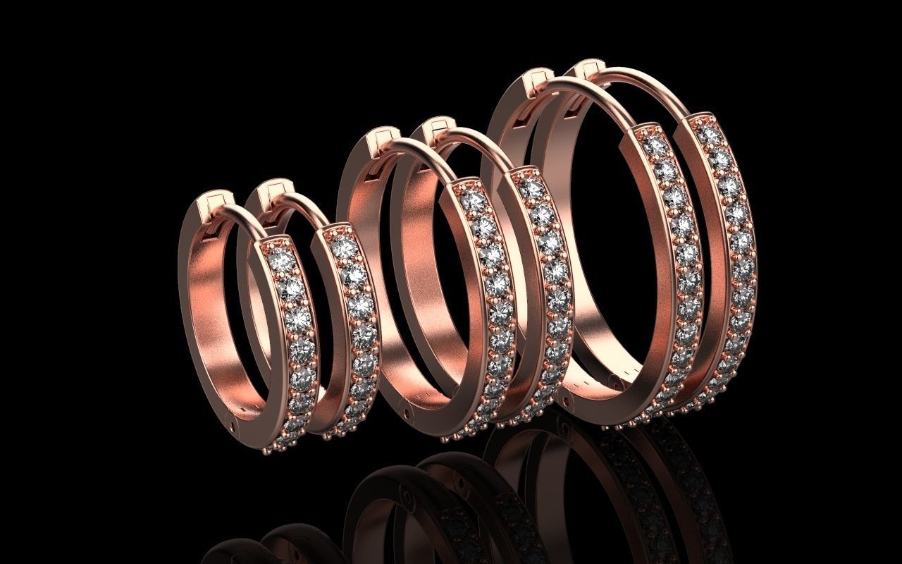 hoop earring 3 sizes model 60 3D print model_1