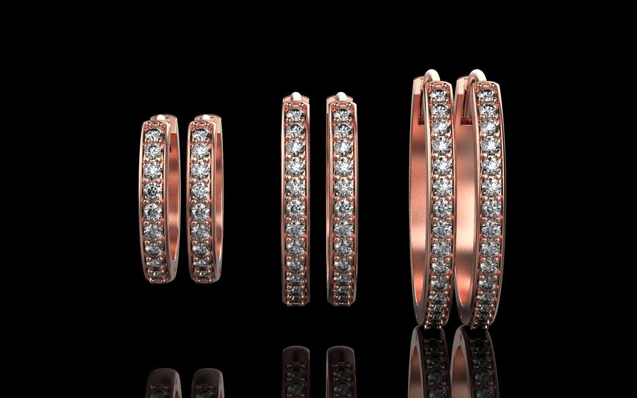 hoop earring 3 sizes model 60 3D print model_3