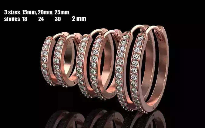 hoop earring 3 sizes model 60 3D print model