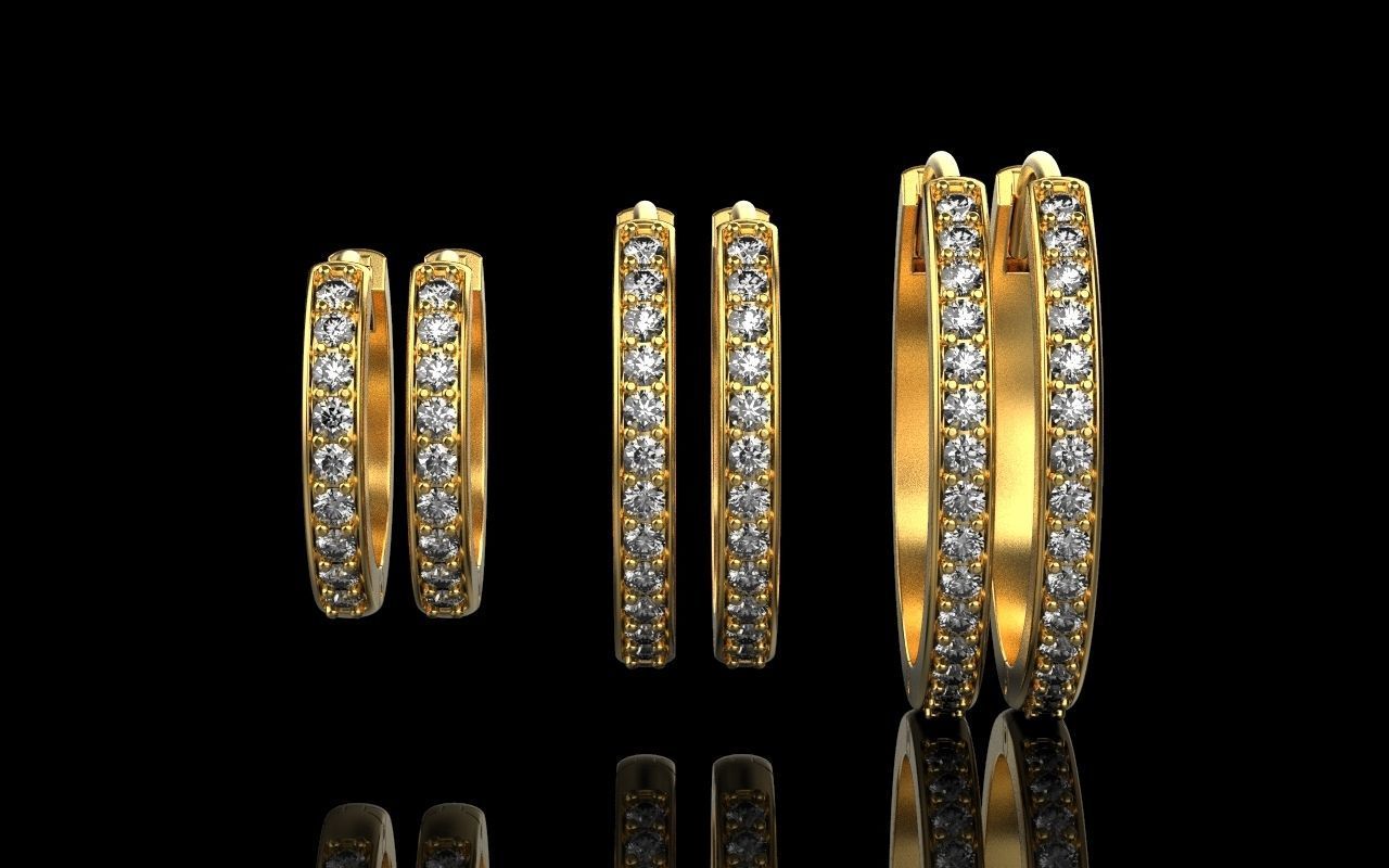 hoop earring 3 sizes model 60 3D print model_6