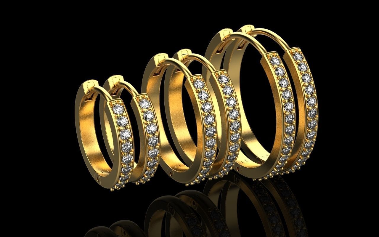 hoop earring 3 sizes model 60 3D print model_19