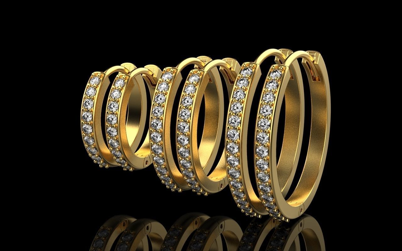 hoop earring 3 sizes model 60 3D print model_7