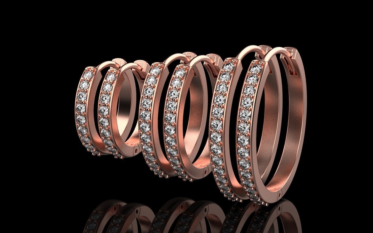 hoop earring 3 sizes model 60 3D print model_2