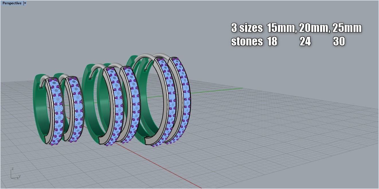 hoop earring 3 sizes model 60 3D print model_8