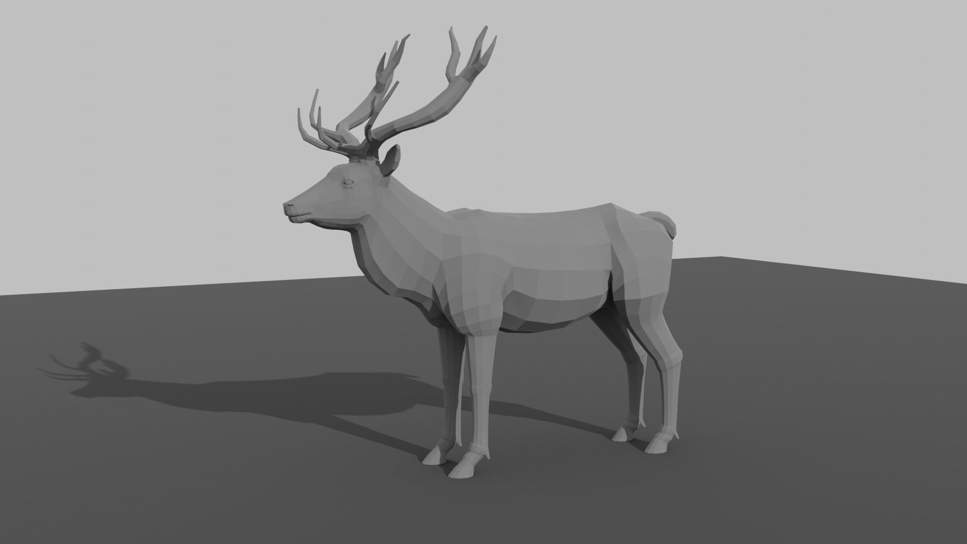 Deer LowPoly with antlers Low-poly 3D model_10