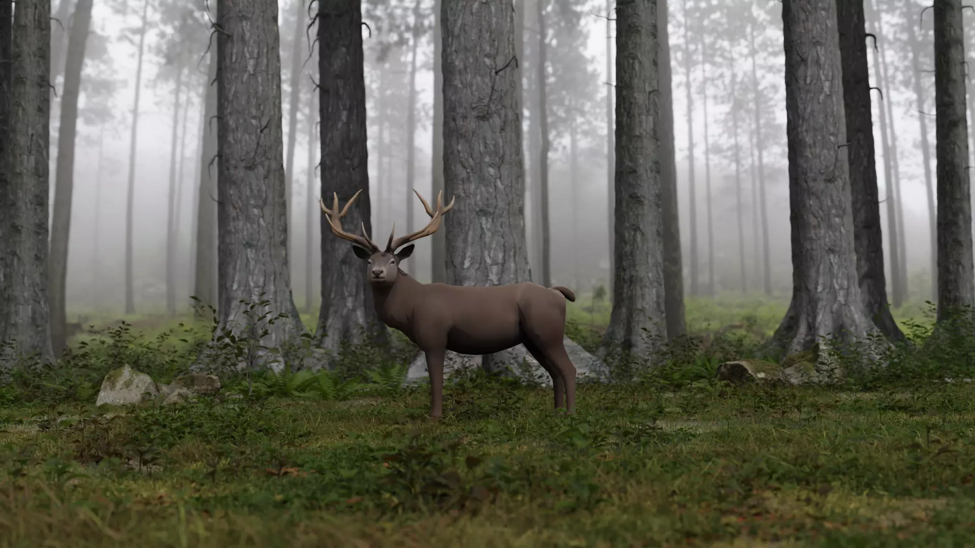 Deer LowPoly with antlers Low-poly 3D model_0