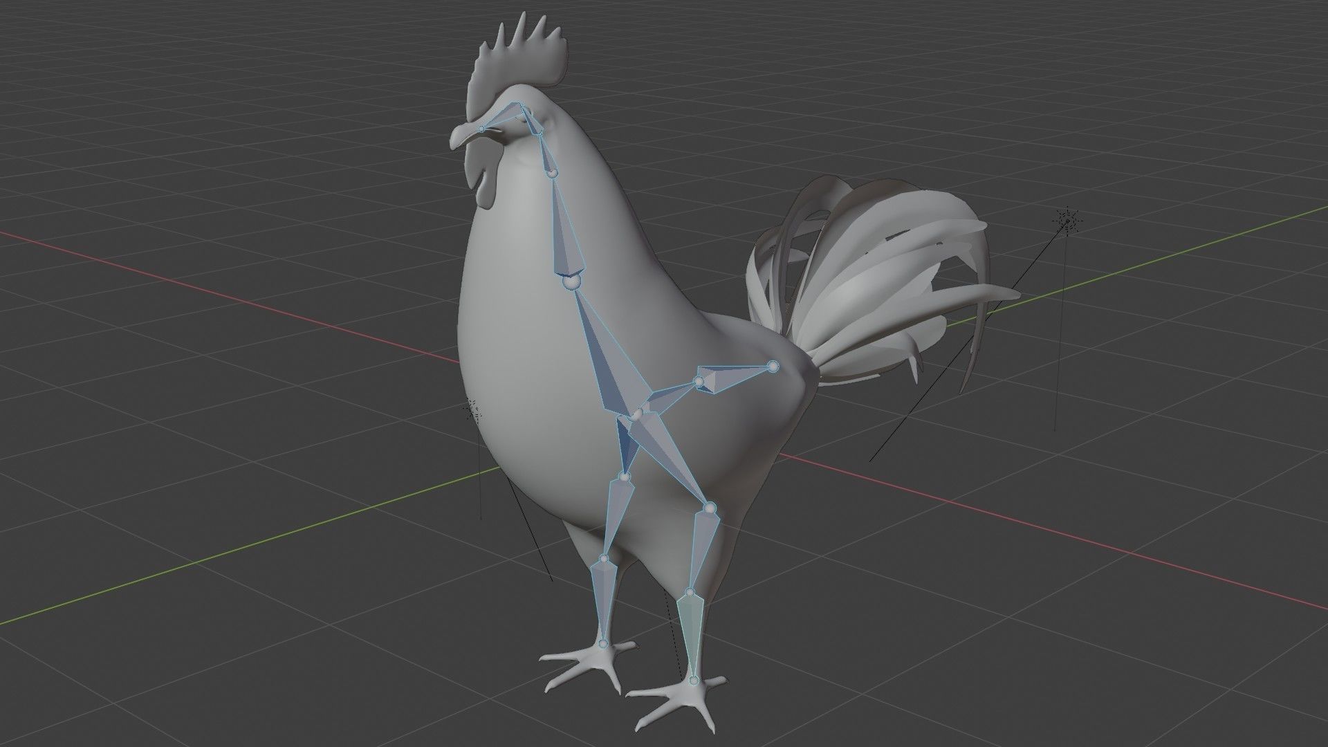 Black Rooster Low-poly 3D model_9