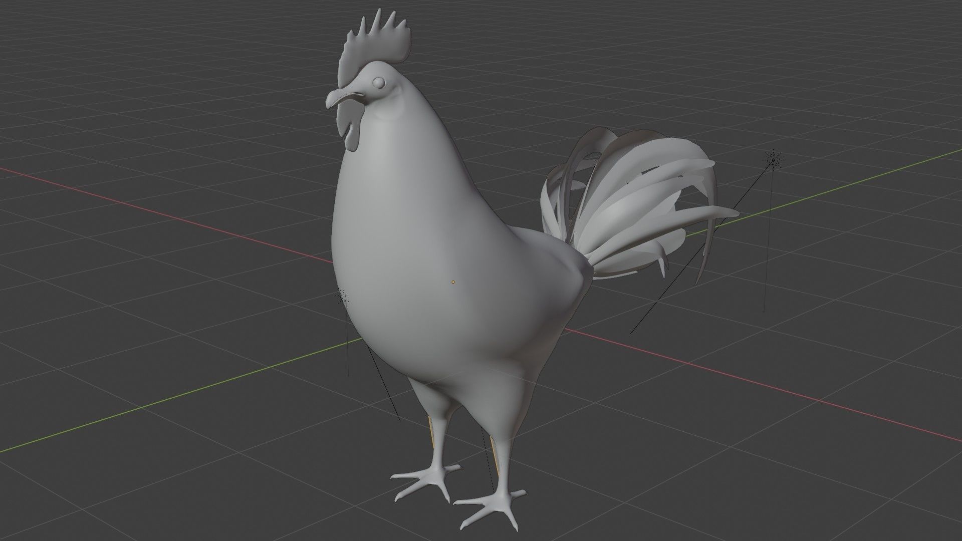 Black Rooster Low-poly 3D model_8