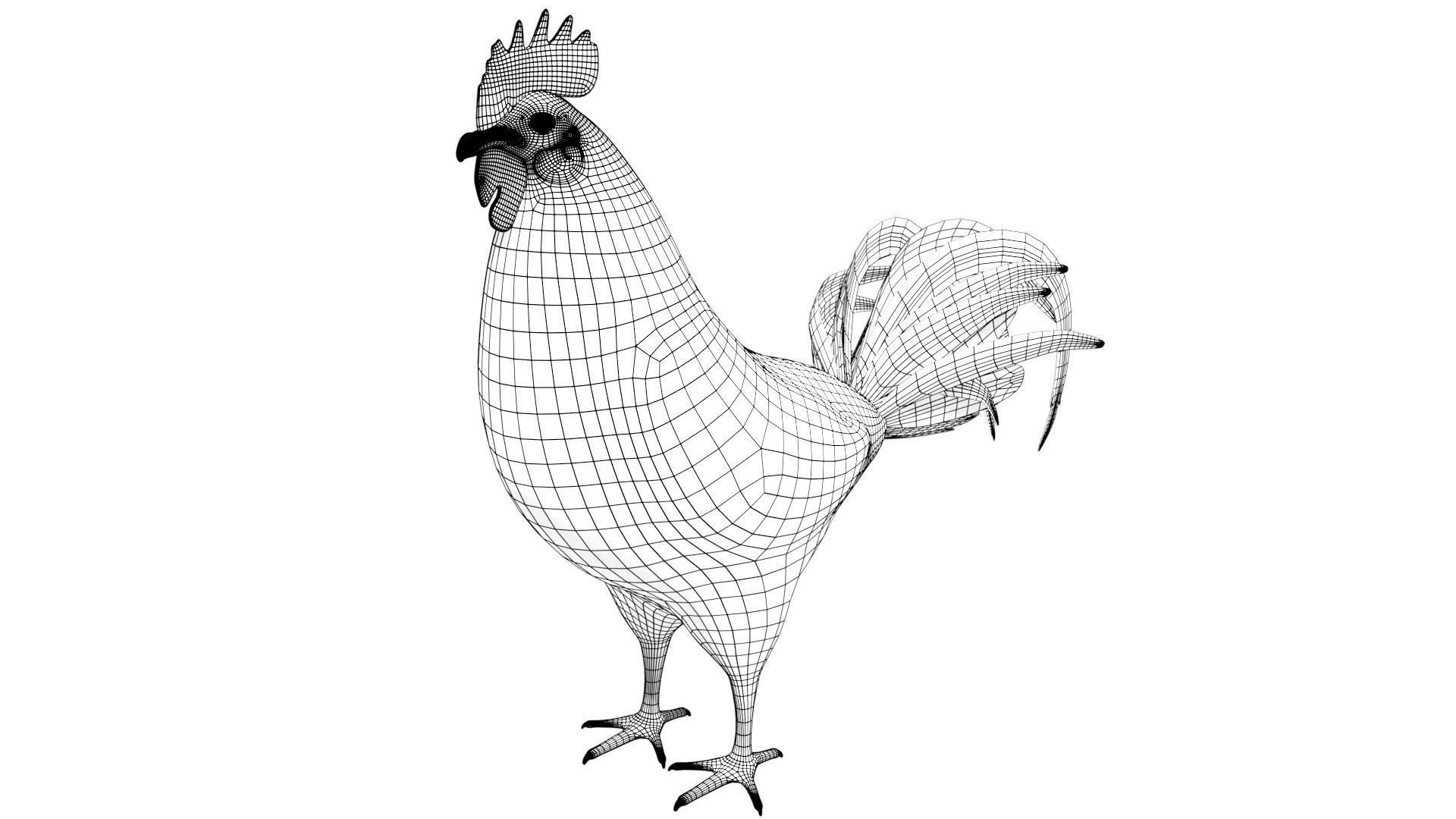 Black Rooster Low-poly 3D model_10