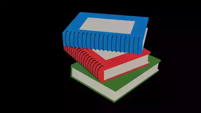 LOW POLY BOOKS stack of