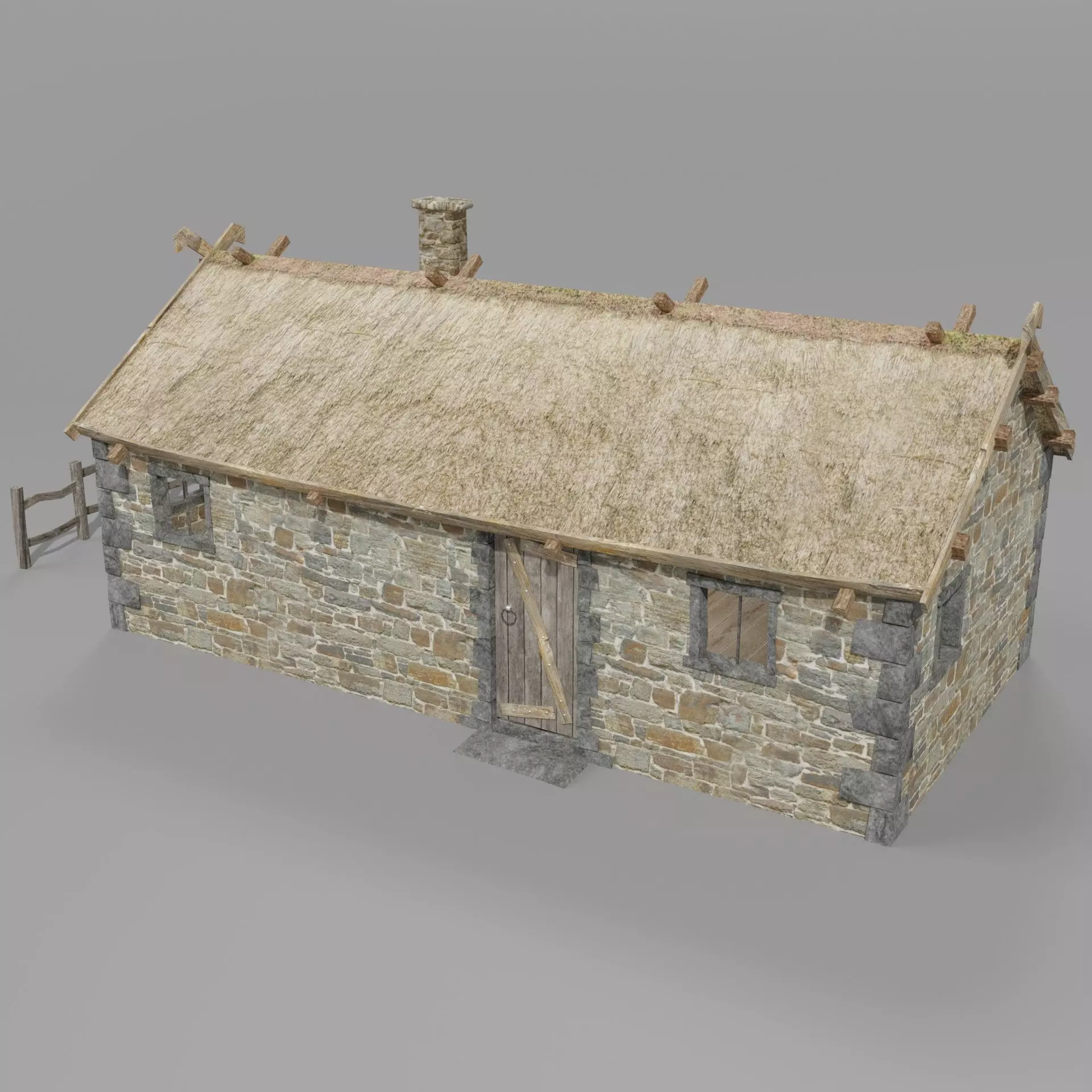 Medieval house Low-poly 3D model_0