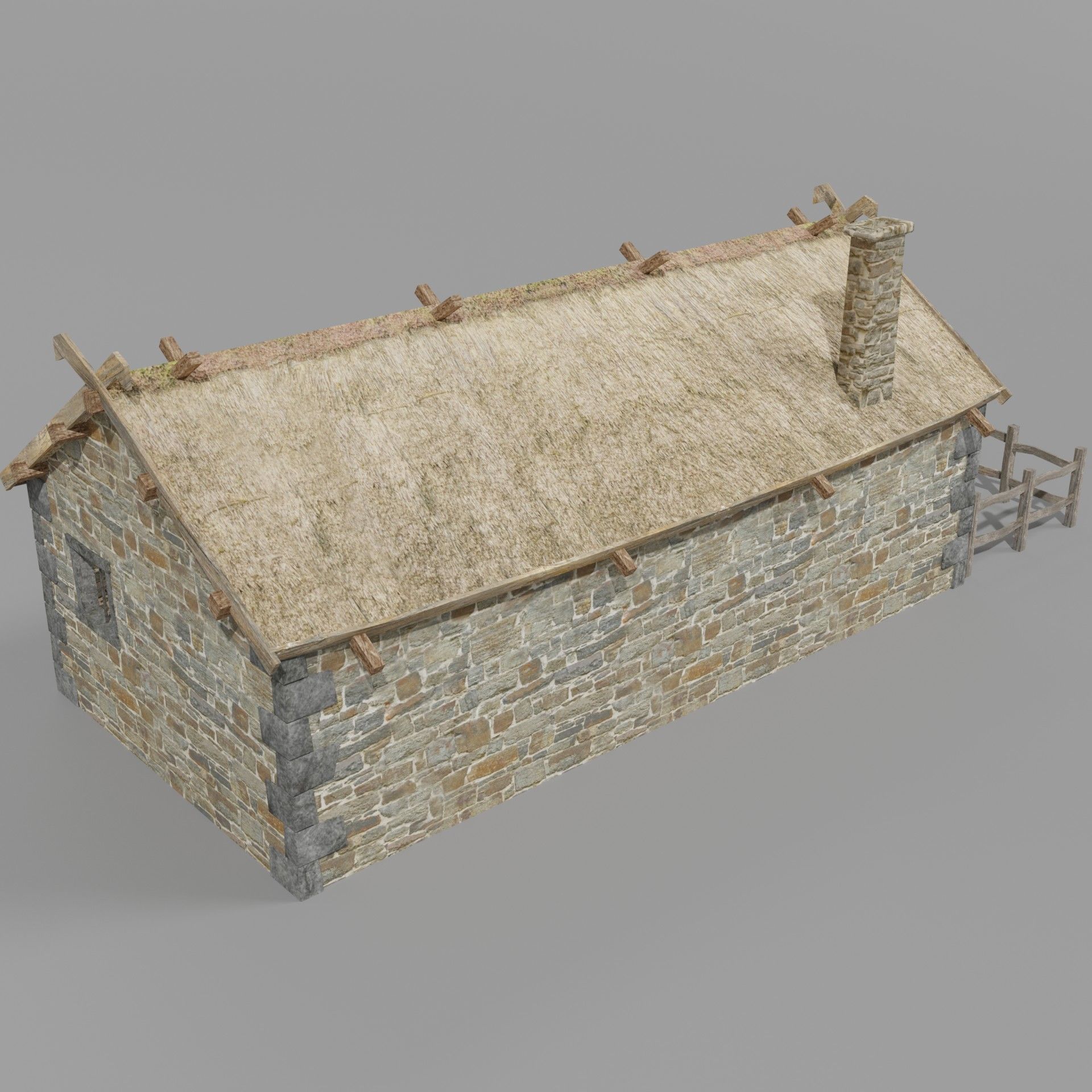 Medieval house Low-poly 3D model_2
