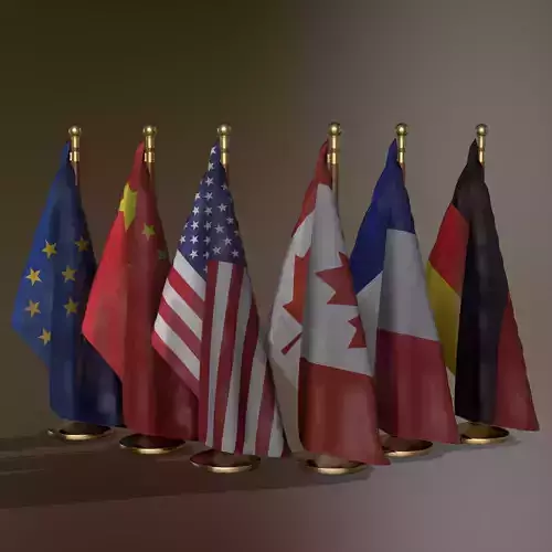 INDOOR FLAG POLE PACK Low-poly 3D model