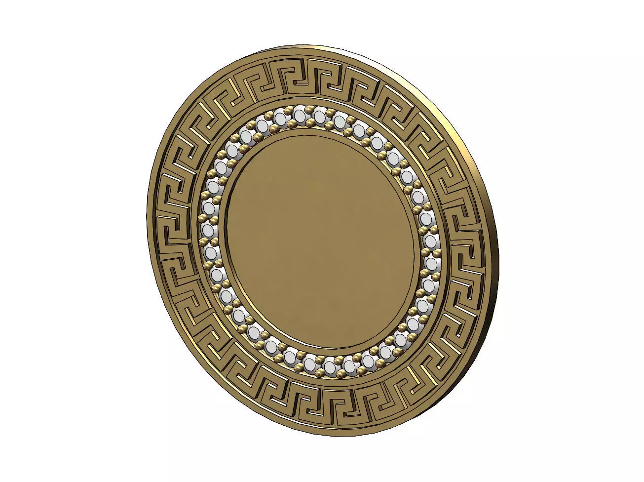 Diamond Greek key picture frame pendant and coin 3D print model