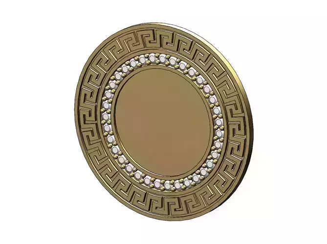 Diamond  Greek key picture frame pendant and coin 