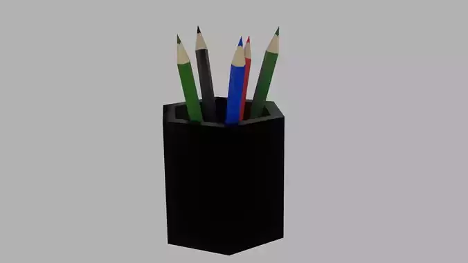 LOW POLY PENCILS AND A PENHOLDER