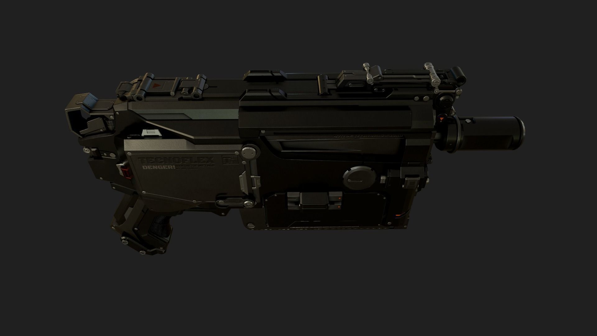 Gun Sci-Fi Low-poly 3D model_4