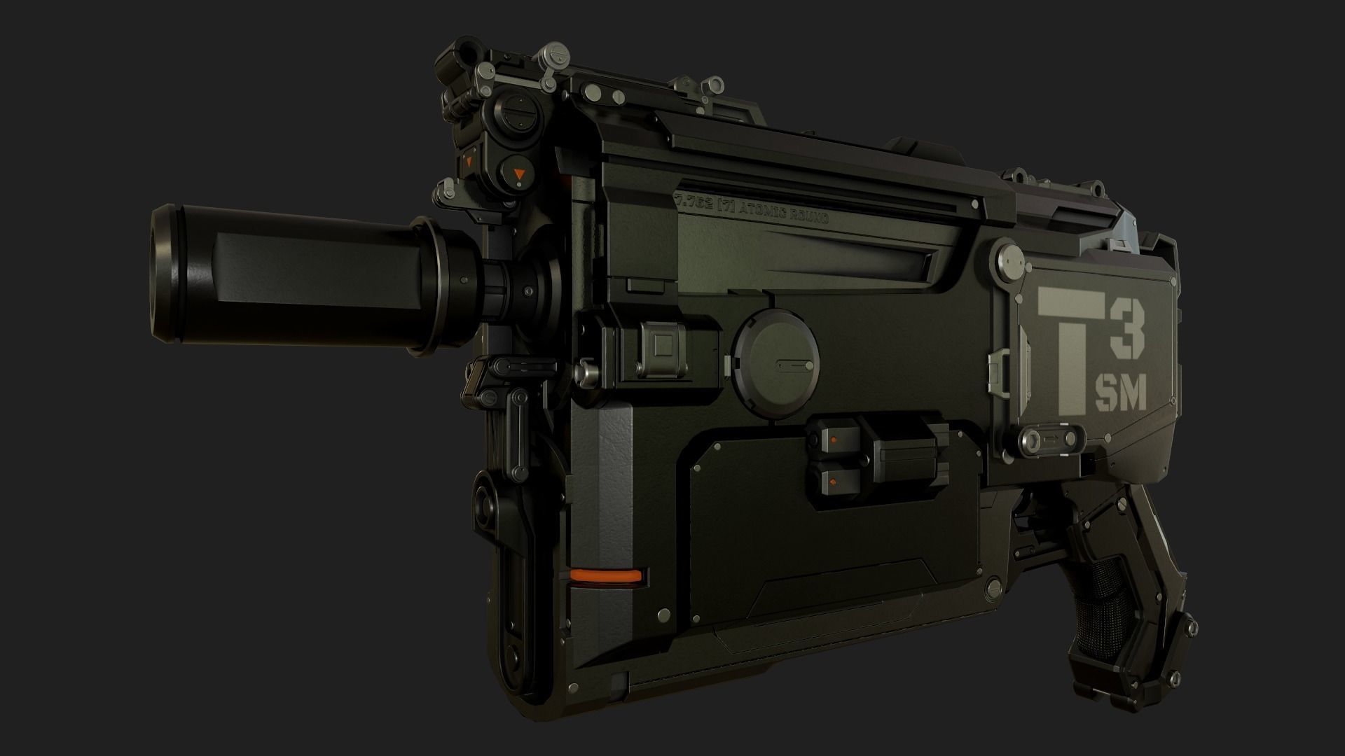Gun Sci-Fi Low-poly 3D model_2