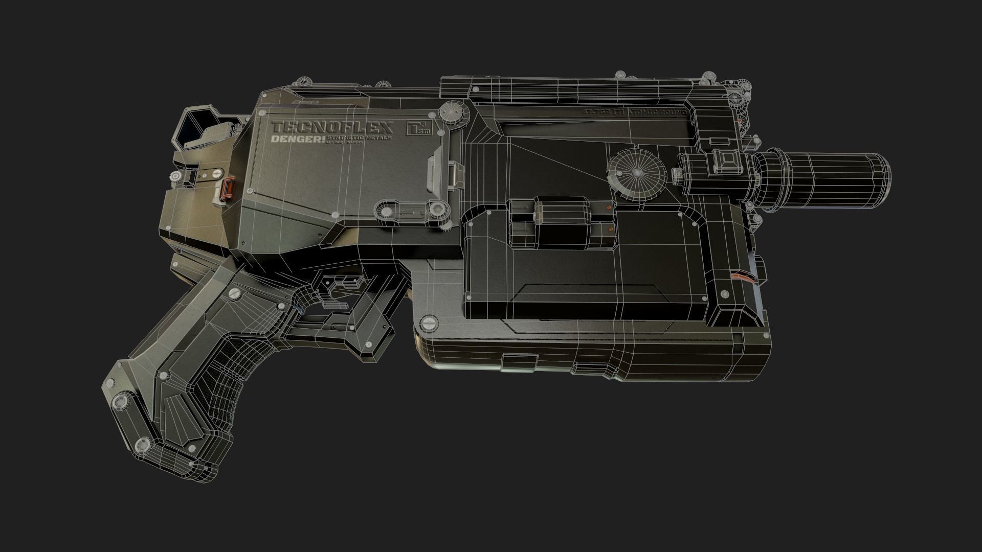 Gun Sci-Fi Low-poly 3D model_10
