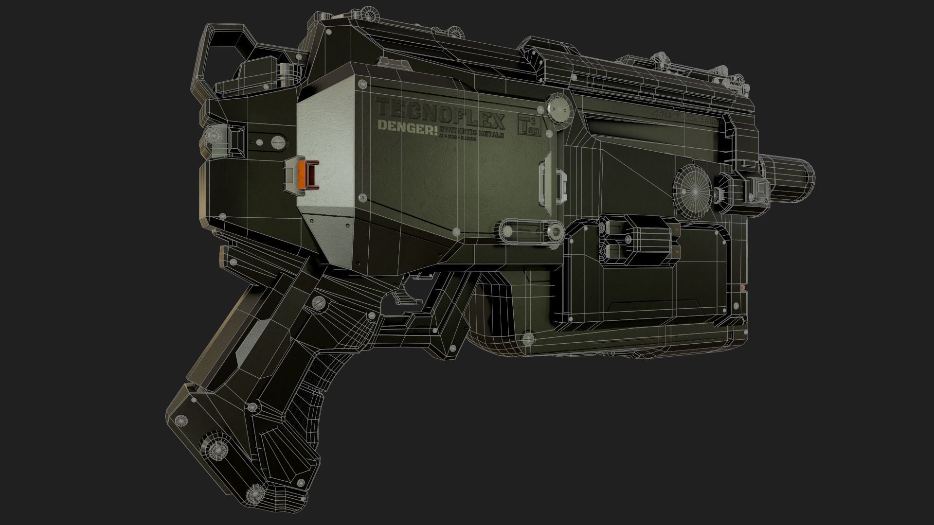 Gun Sci-Fi Low-poly 3D model_9