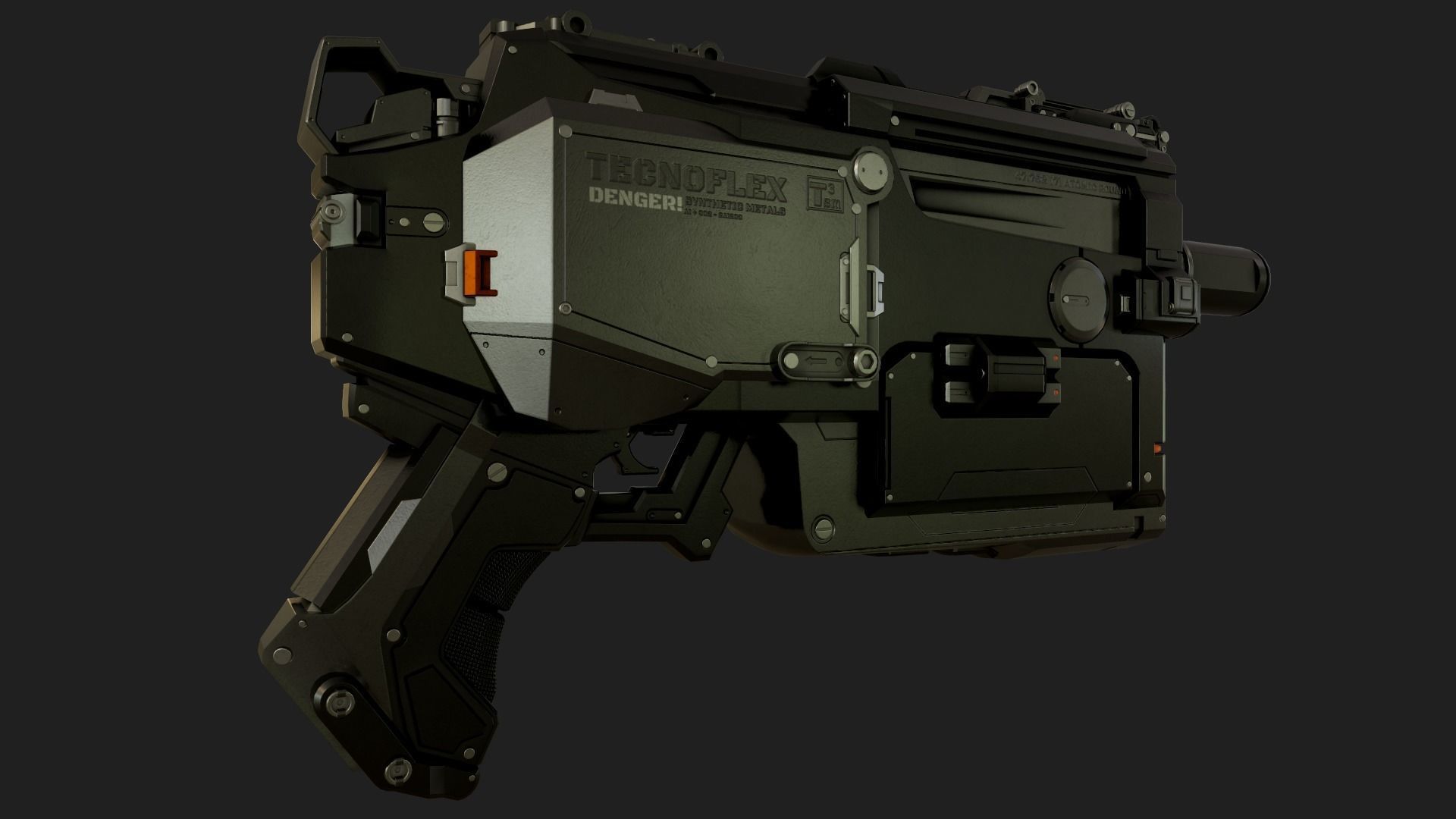Gun Sci-Fi Low-poly 3D model_3