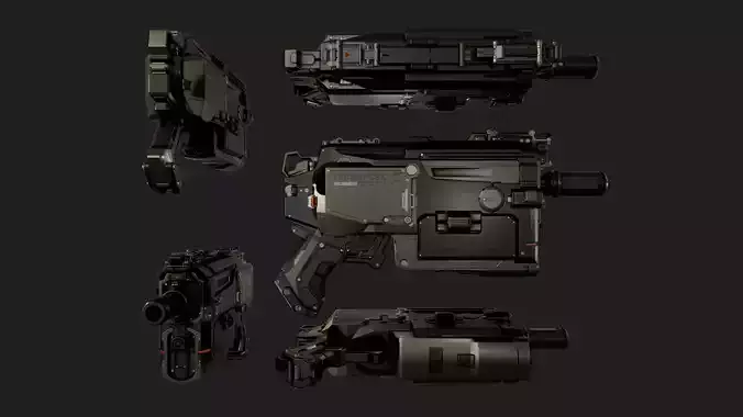 Gun Sci-Fi Low-poly 3D model