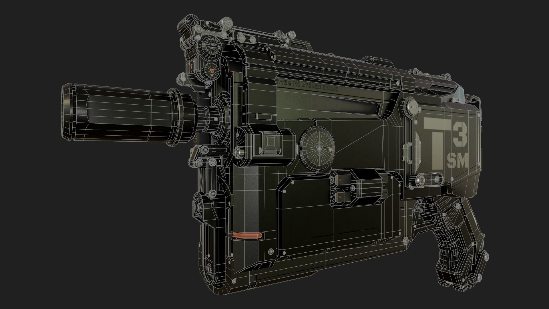 Gun Sci-Fi Low-poly 3D model_8