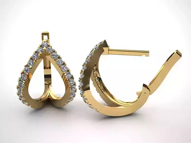 Hoop Earring with two line diamond for 3d print