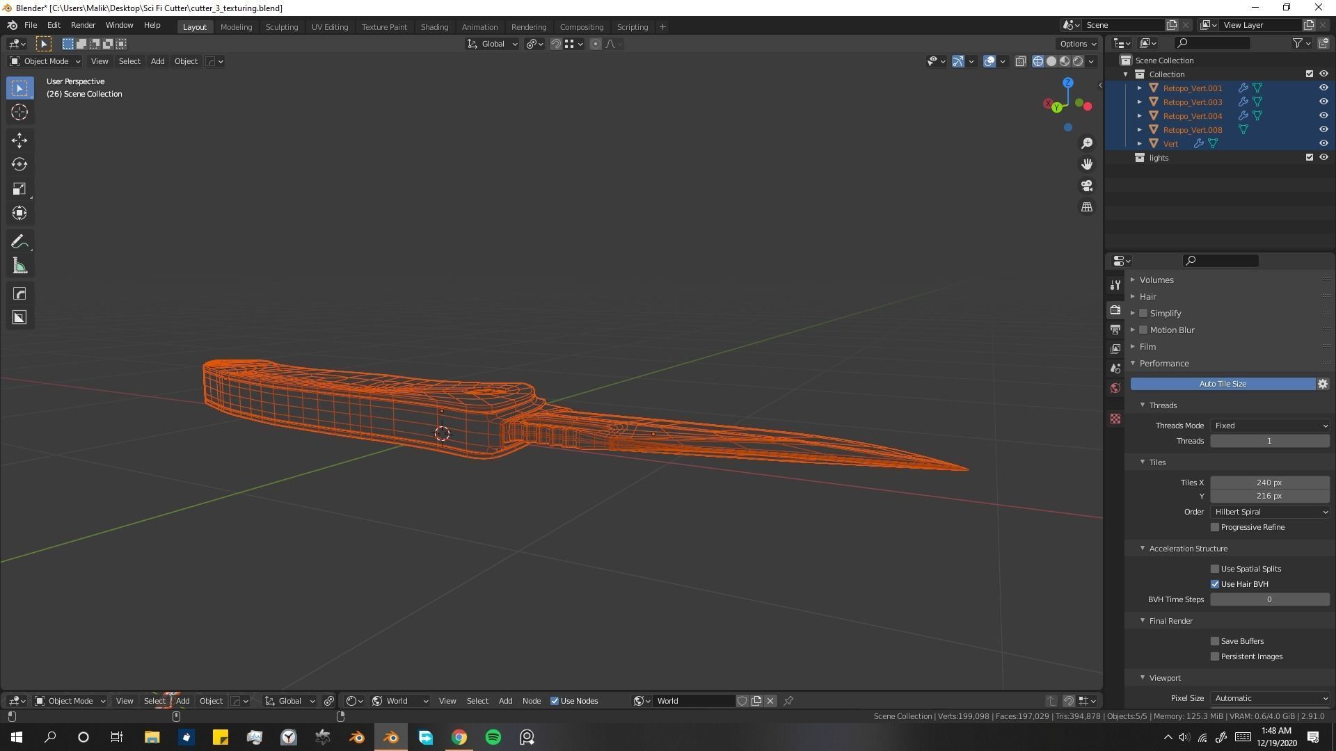 Drop point pocket Knife 3D model_5