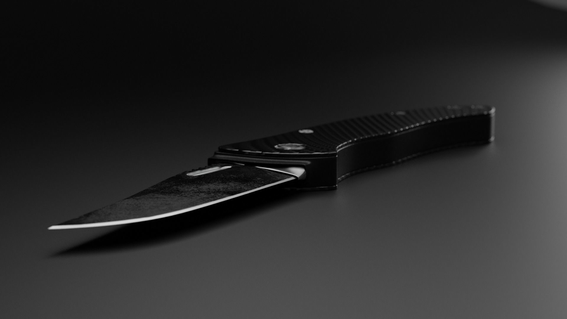 Drop point pocket Knife 3D model_1