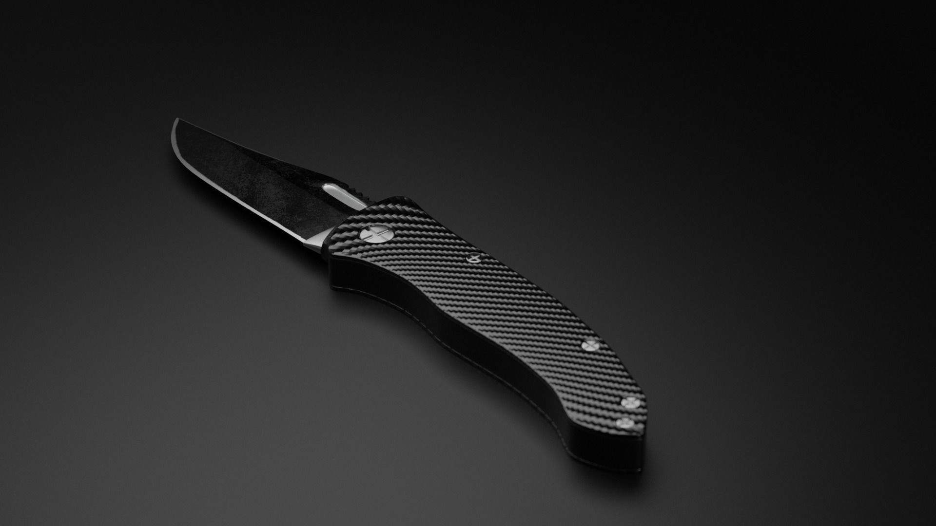 Drop point pocket Knife 3D model_3