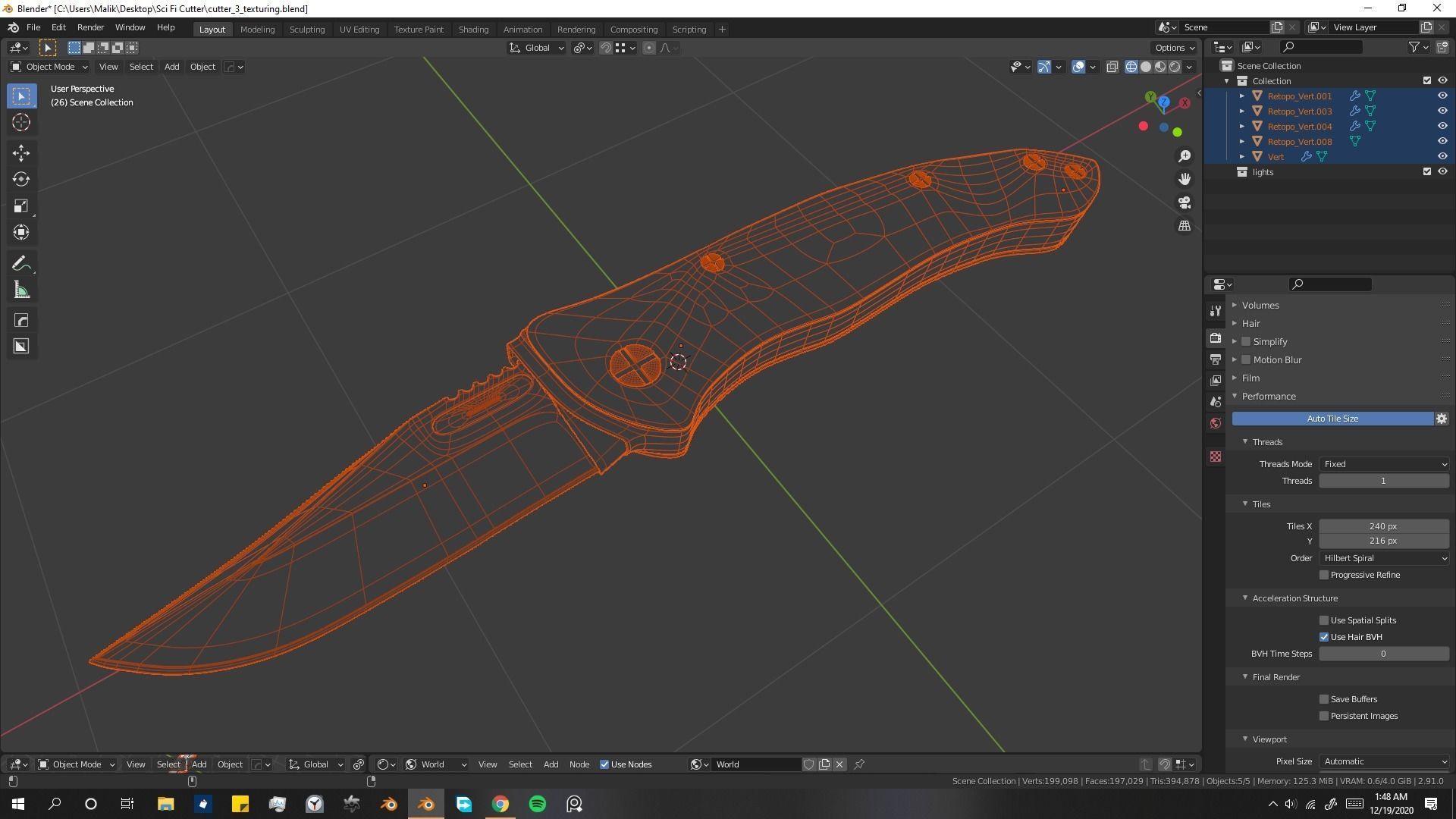 Drop point pocket Knife 3D model_7