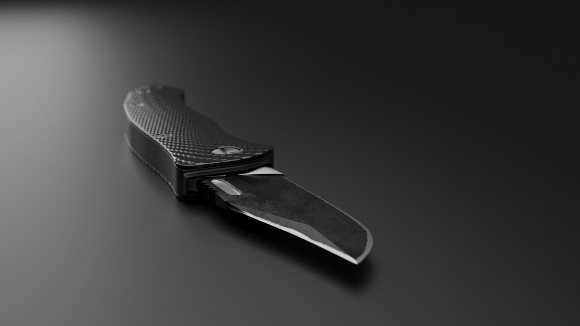 Drop point pocket Knife 3D model_2