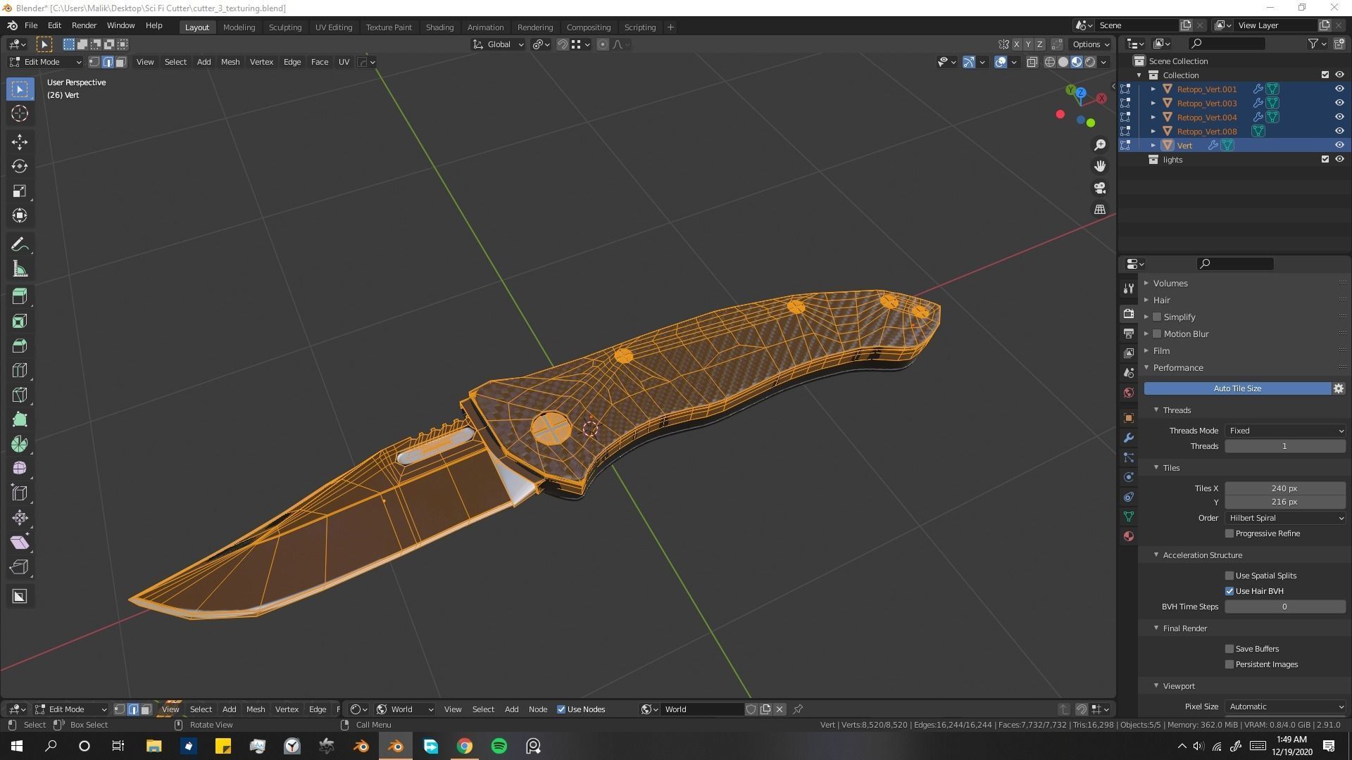 Drop point pocket Knife 3D model_9