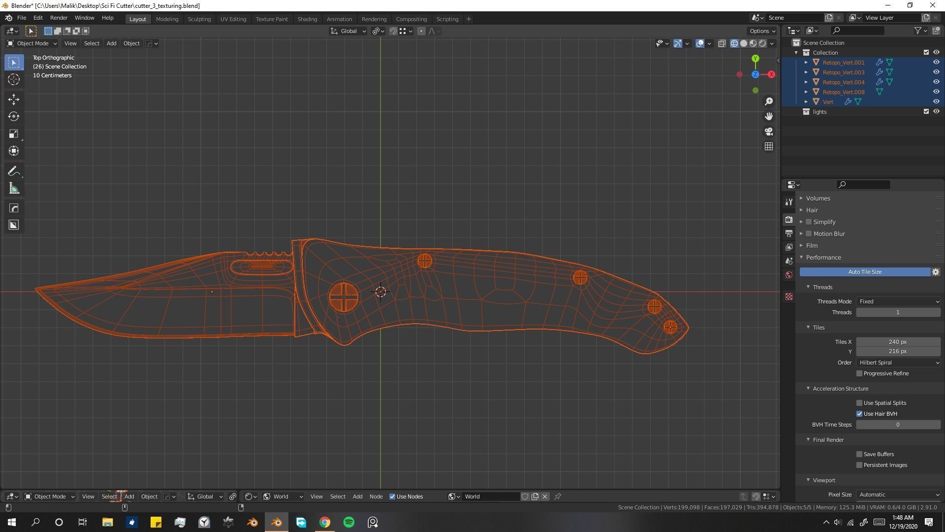 Drop point pocket Knife 3D model_6