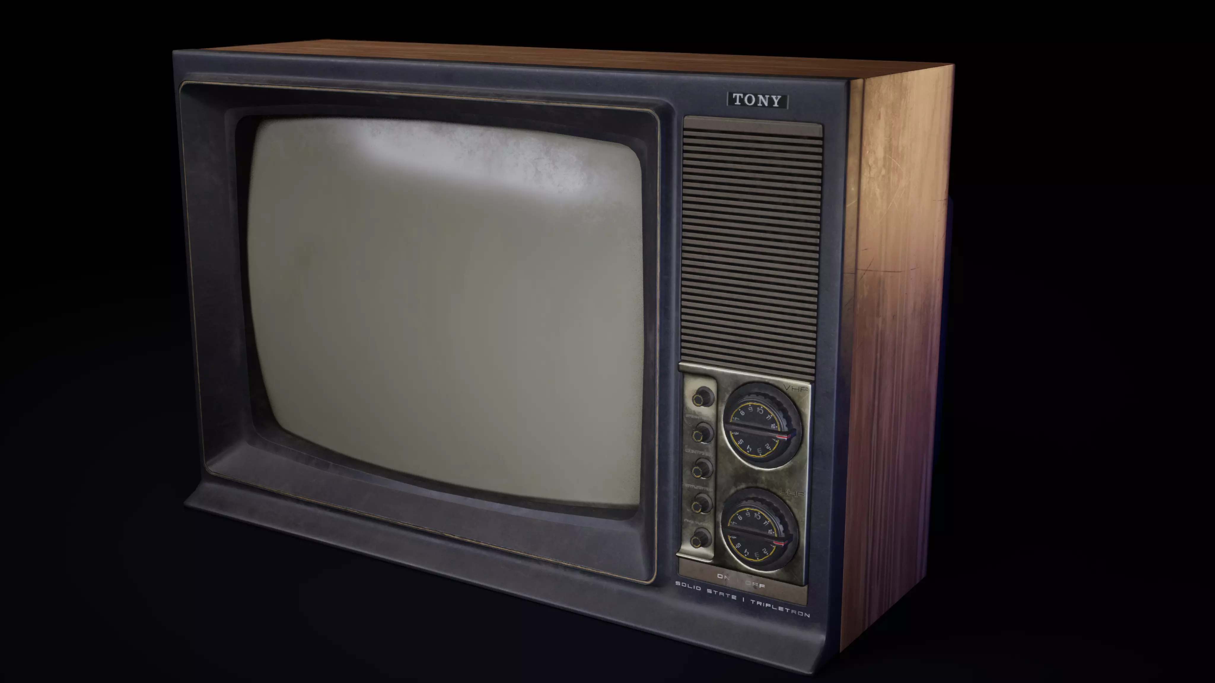 Old TV Low-poly 3D model_0