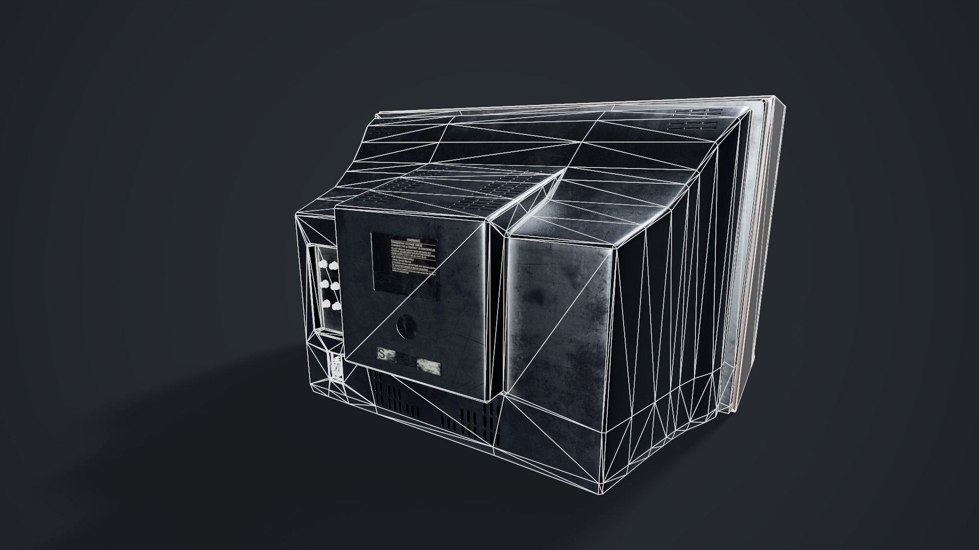 Old TV Low-poly 3D model_7