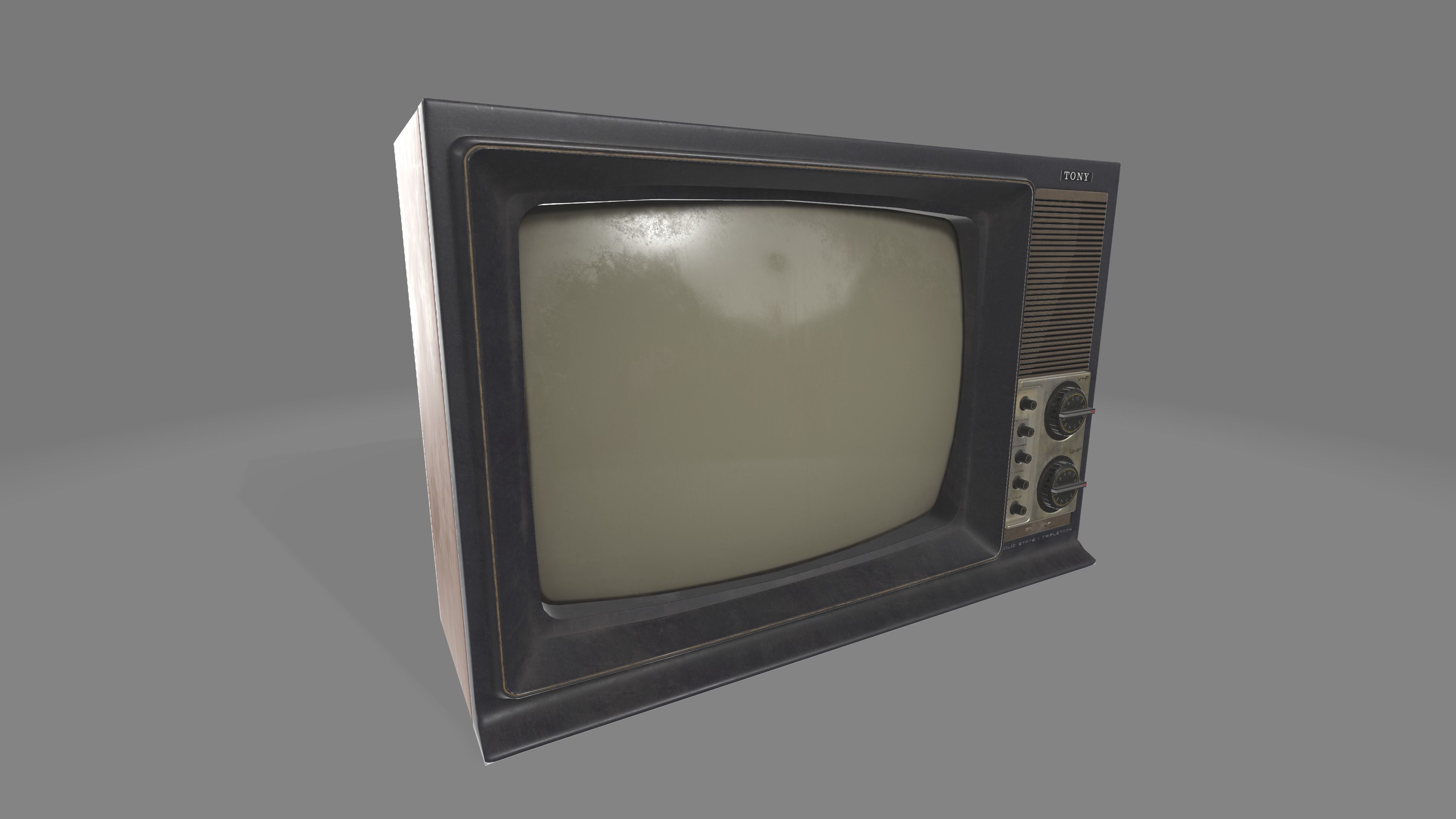 Old TV Low-poly 3D model_4