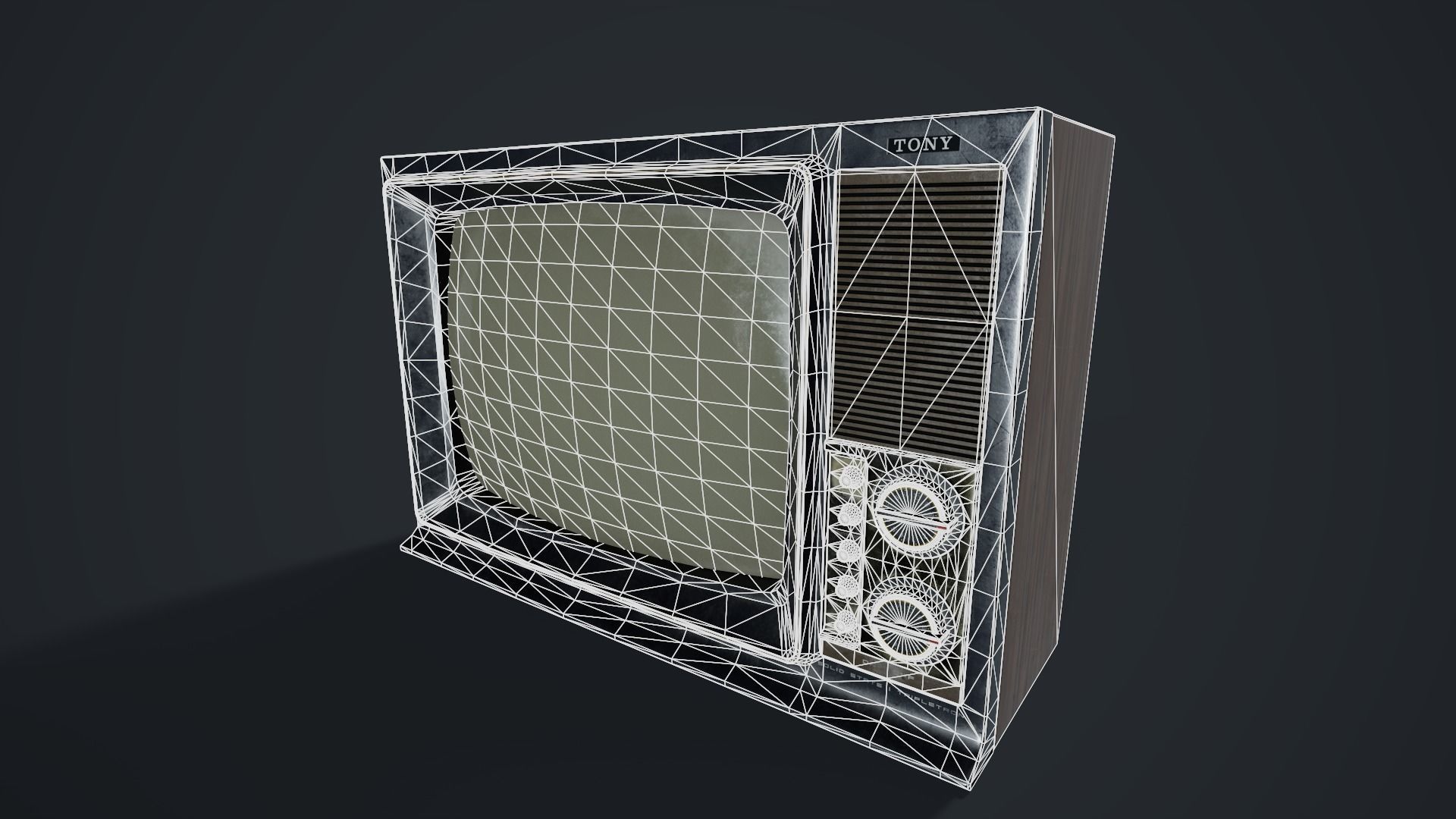 Old TV Low-poly 3D model_6